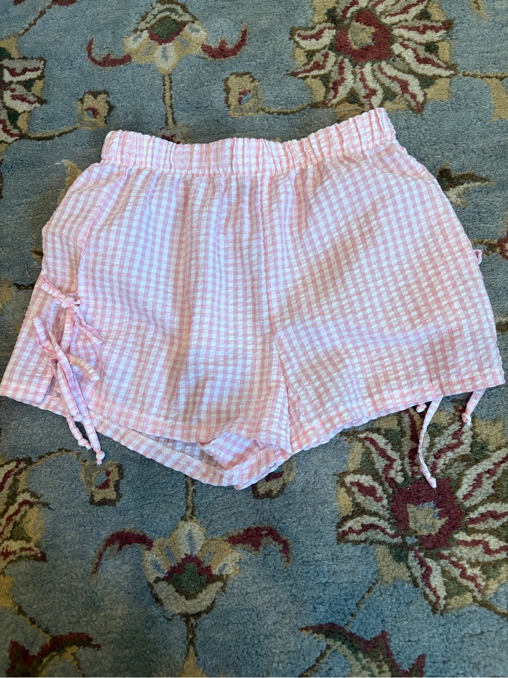 Altar'd State Pink and White Gingham Elastic Waist Shorts